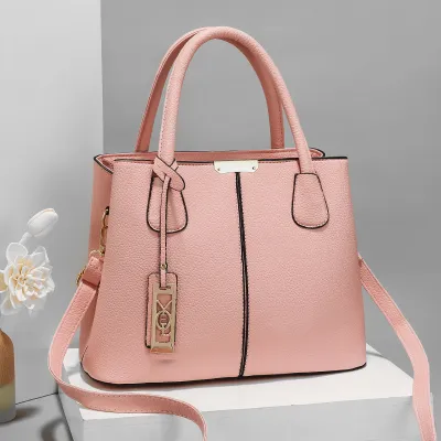 Women Simple Fashion Large Capacity Metal Pendant Square Handbag