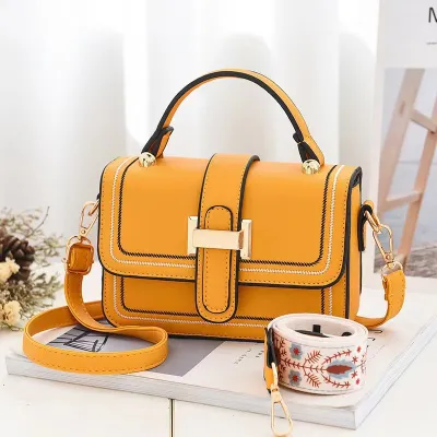 Women Fashion Square Flap PU Crossbody Bag With Zipper