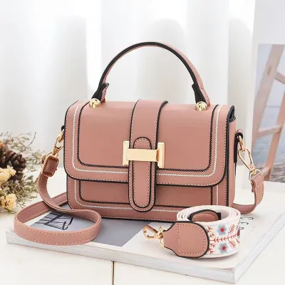 Women Fashion Square Flap PU Crossbody Bag With Zipper