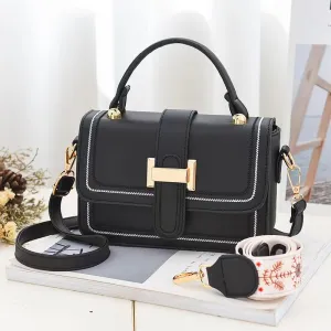 Women Fashion Square Flap PU Crossbody Bag With Zipper