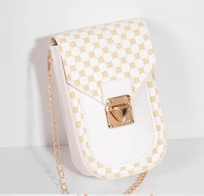 Women's Fashion Printed Clamping Chain Small Square Crossbody Bag