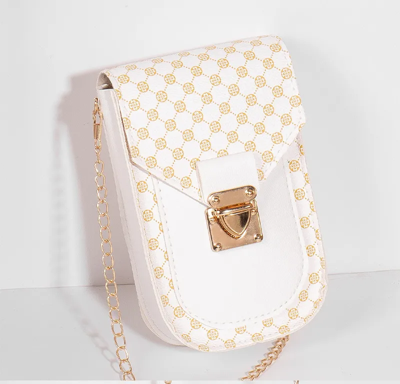 Women's Fashion Printed Clamping Chain Small Square Crossbody Bag