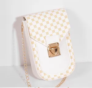 Women's Fashion Printed Clamping Chain Small Square Crossbody Bag