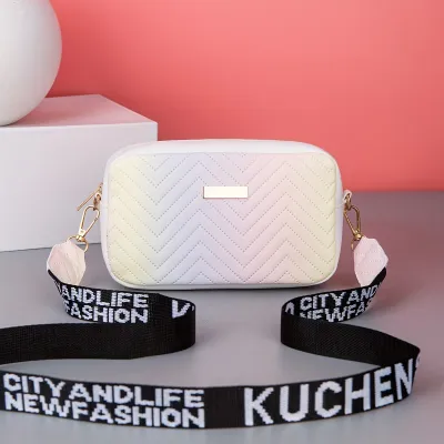Women Fashion Gradient Embossed Small Square PU Crossbody Bag