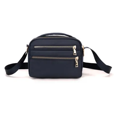 Women Fashionable Multi-Zipper Waterproof Nylon Square Crossbody Bag