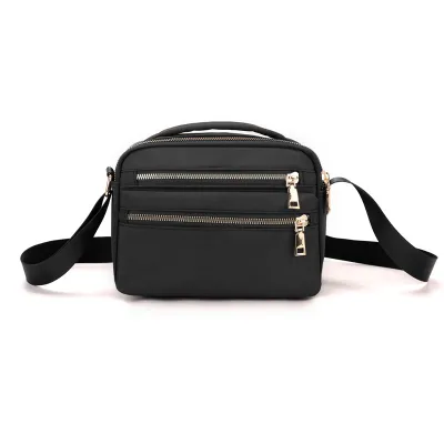 Women Fashionable Multi-Zipper Waterproof Nylon Square Crossbody Bag