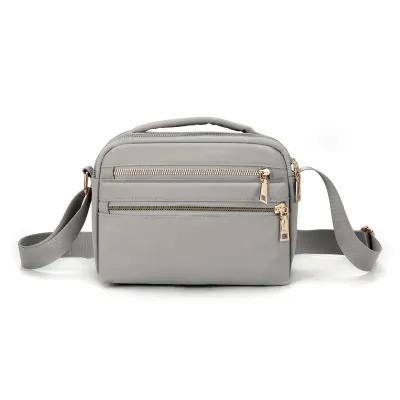 Women Fashionable Multi-Zipper Waterproof Nylon Square Crossbody Bag