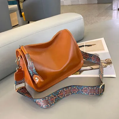 Women Vintage Fashion Waxed Genuine Leather Shoulder Bag