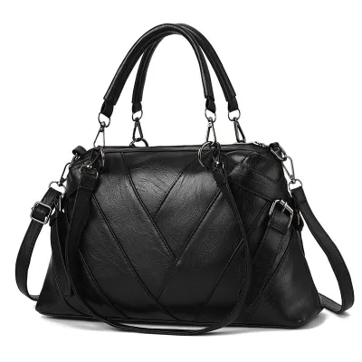 Women Fashionable Large Capacity PU Shoulder Bag Solid Color
