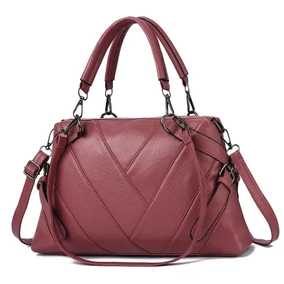 Women Fashionable Large Capacity PU Shoulder Bag Solid Color