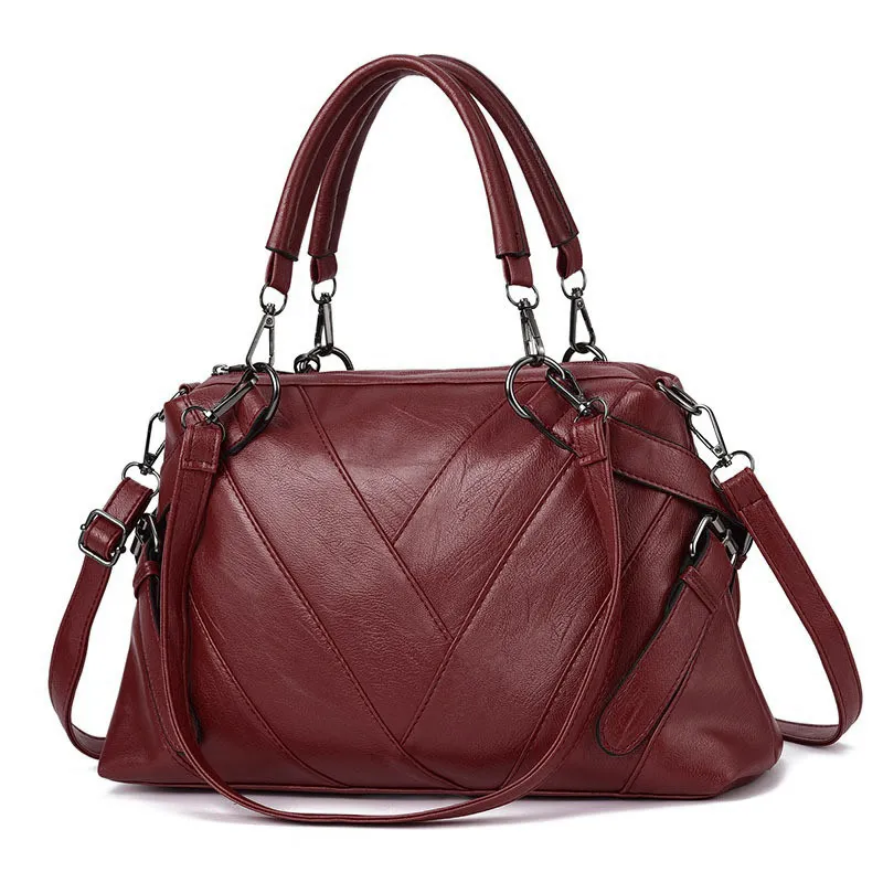 Women Fashionable Large Capacity PU Shoulder Bag Solid Color
