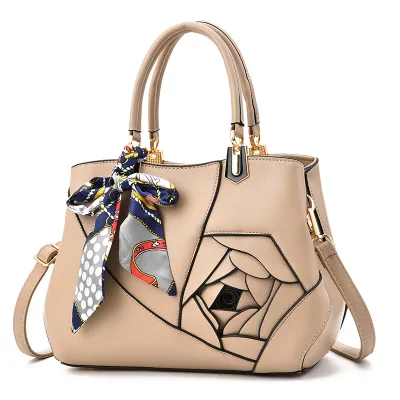 Women Fashion Creative Rose Flower Ribbon Decorative Large Capacity Handbag