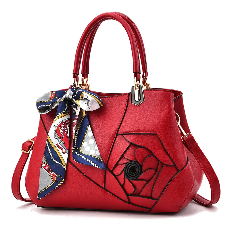 Women Fashion Creative Rose Flower Ribbon Decorative Large Capacity Handbag