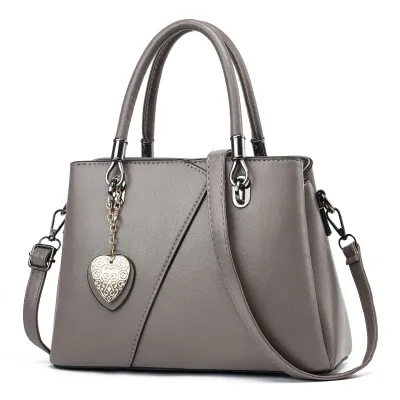 Women Simple Fashion Geometric Color Block Large Capacity Heart Pendant Handbag