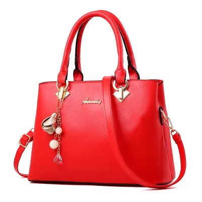 Women Fashion Solid Color Large Capacity Bell Pearl Pendant Handbag