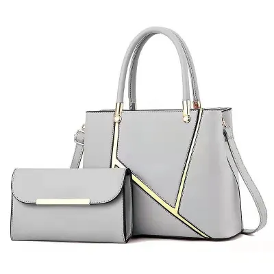 Women Simple Solid Color Large Capacity 2 In 1 PU Handbag Bags HandBags