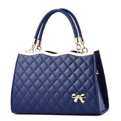 Fashion Solid Color Diamond Bow Large Capacity Square Handbag