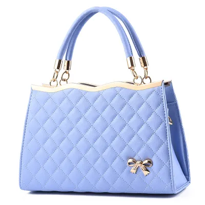 Fashion Solid Color Diamond Bow Large Capacity Square Handbag
