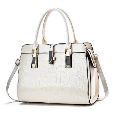Women Fashion Bright Crocodile Print Large Capacity Shell Handbag