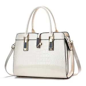 Women Fashion Bright Crocodile Print Large Capacity Shell Handbag