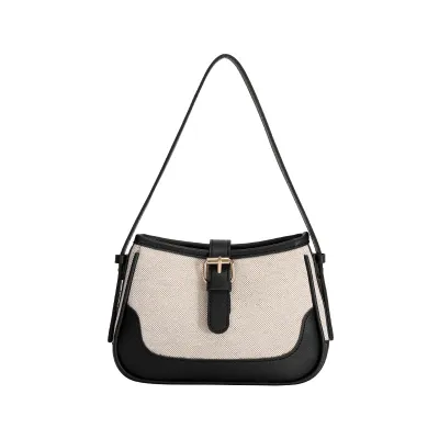 Fashion Elegant Women Office Chic Color Blocking Shoulder Underarm Bag PU