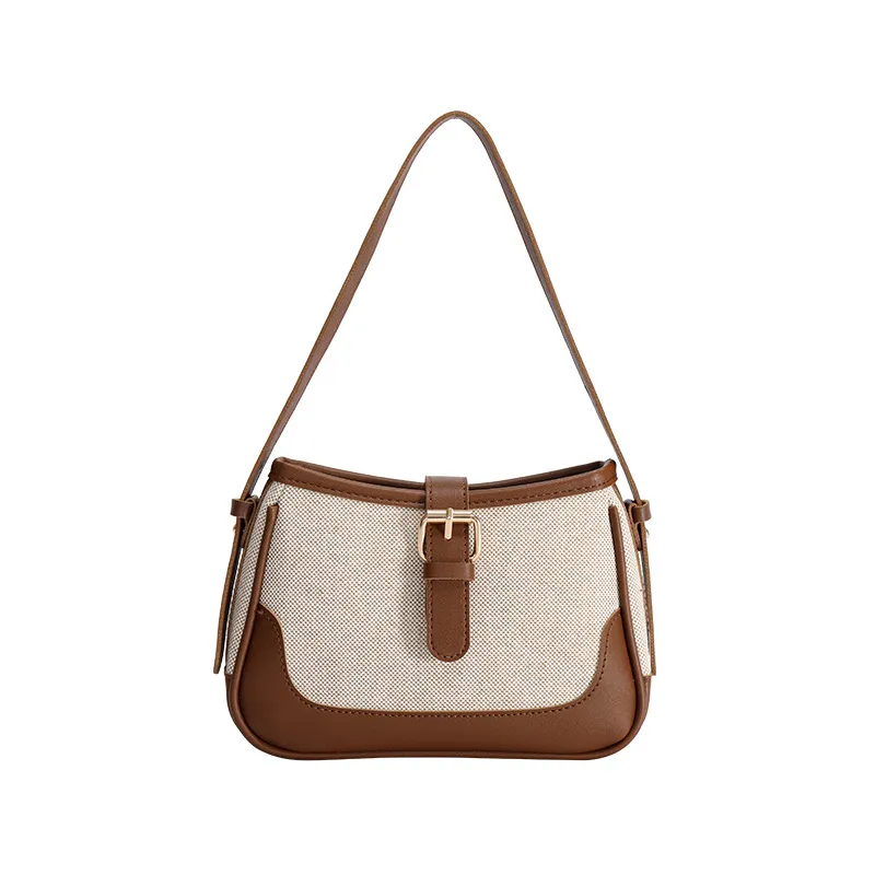 Fashion Elegant Women Office Chic Color Blocking Shoulder Underarm Bag PU