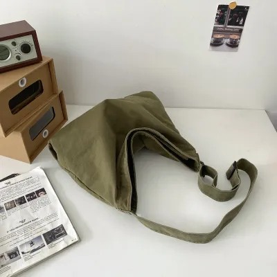 Women Casual Solid Color Canvas Large Capacity Shoulder Bag