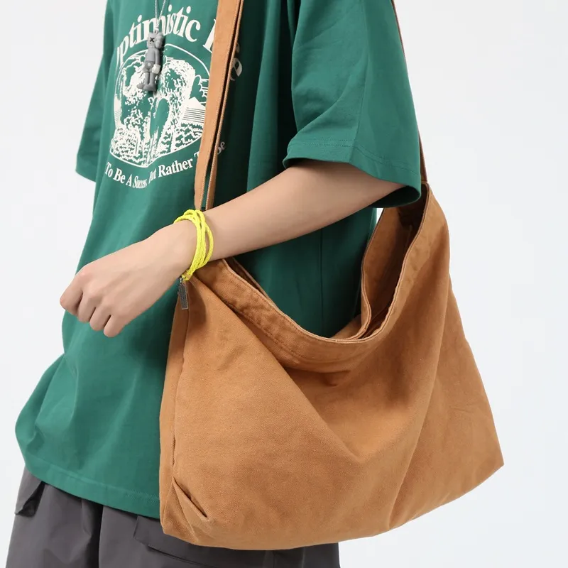 Women Casual Solid Color Canvas Large Capacity Shoulder Bag