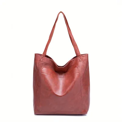 Women Soft Leather Handbag Shoulder Vintage Waxed Large Capacity Bag