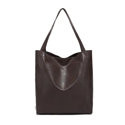 Women Soft Leather Handbag Shoulder Vintage Waxed Large Capacity Bag