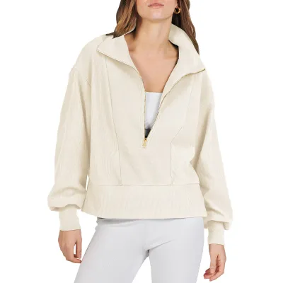 Autumn Winter Women Fashion Half Zipper Long Sleeve Street Hipster Sweatshirt