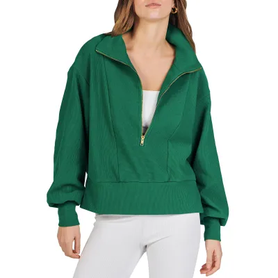 Autumn Winter Women Fashion Half Zipper Long Sleeve Street Hipster Sweatshirt