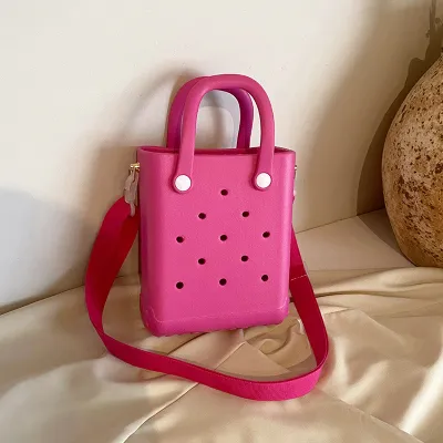 Fashion Solid Color EVA Hole Tote Bag With Shoulder Strap