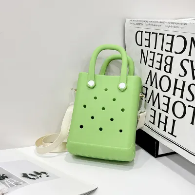Fashion Solid Color EVA Hole Tote Bag With Shoulder Strap