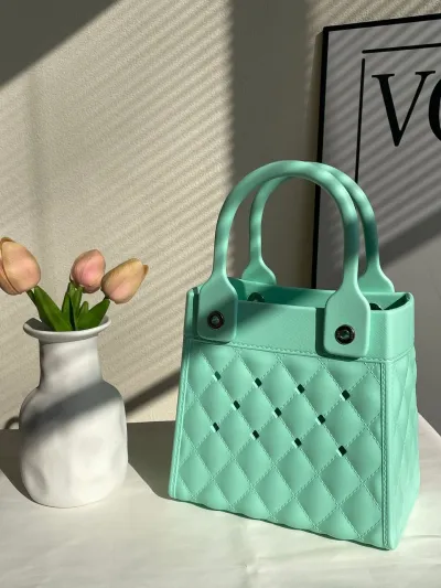 Fashion Solid Color EVA Hole Tote Bag Small Vertical Square