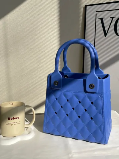 Fashion Solid Color EVA Hole Tote Bag Small Vertical Square