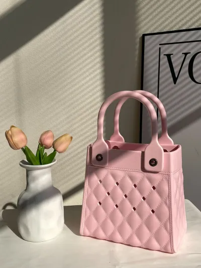 Fashion Solid Color EVA Hole Tote Bag Small Vertical Square