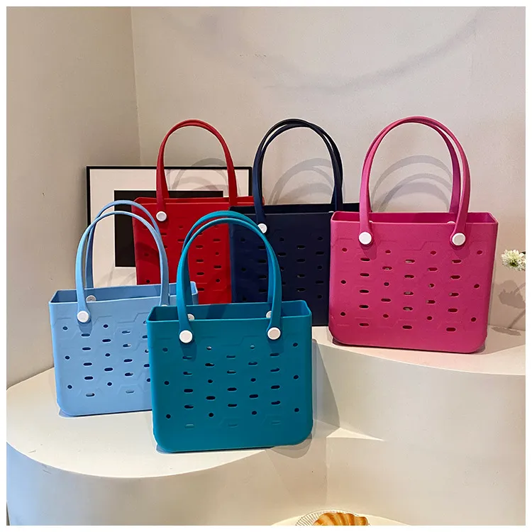 Fashion Solid Color EVA Outdoor Beach Hole Tote Bag