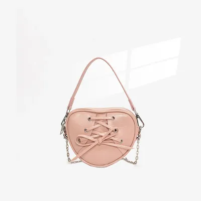Children'S Fashion Solid Color Heart Shaped Crossbody Bag with Strap