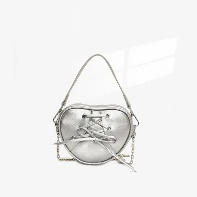 Children'S Fashion Solid Color Heart Shaped Crossbody Bag with Strap