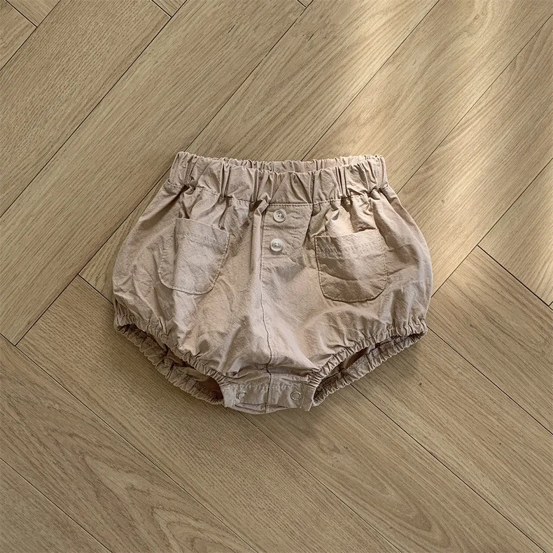 Baby Simple Solid Color Cotton Shorts Mid-Waist Basic for Boys Girls 0-3T