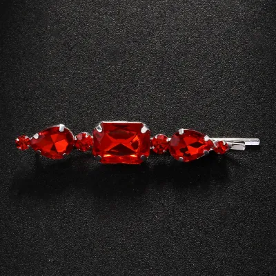 Women Fashion Simple Square Rhinestone Hair Clip Gold Silver Plated