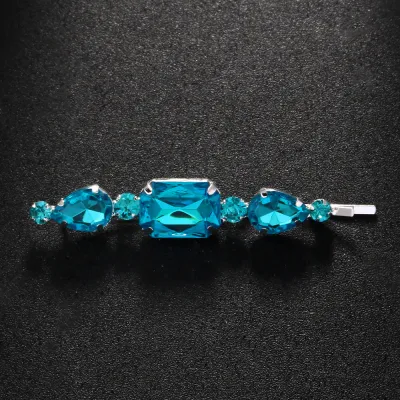 Women Fashion Simple Square Rhinestone Hair Clip Gold Silver Plated