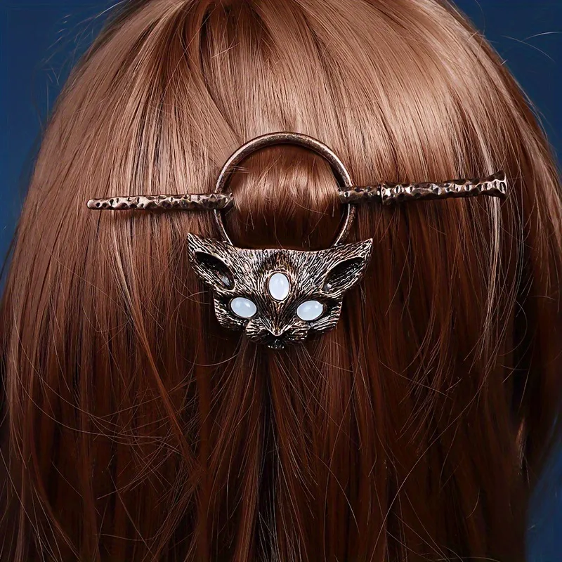 Women Vintage Gothic Cat Moonstone Hair Accessories