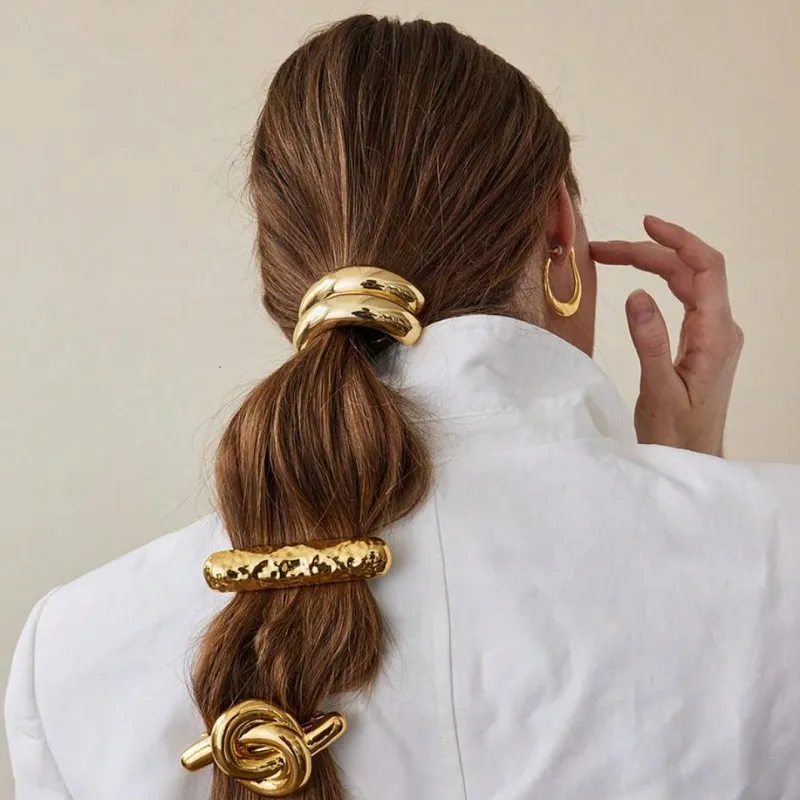 Women Fashion Alloy Concave-Convex Elastic Geometric Square Hair Clip