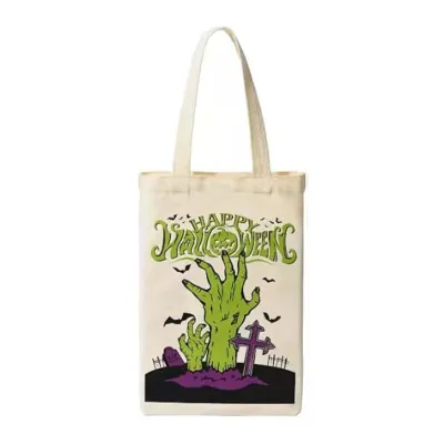 Halloween Cartoon Pumpkin Ghost Canvas Tote Bag with DIY Style