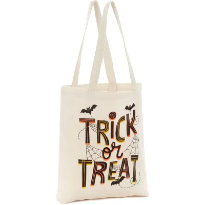 Halloween Cartoon Pumpkin Ghost Canvas Tote Bag with DIY Style