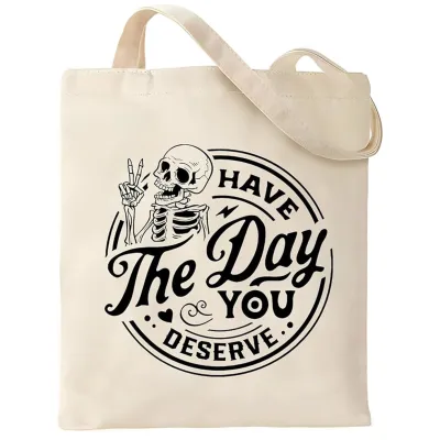 Halloween Cartoon Pumpkin Ghost Canvas Tote Bag with DIY Style