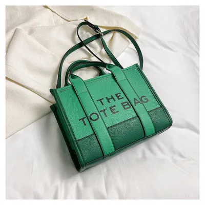 Fashion Stitching Contrast Letter Print Tote Bag