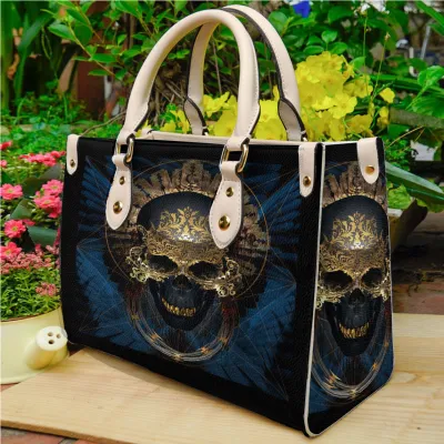 Halloween Women Cartoon Horror Skull Print Large Capacity PU Handbag